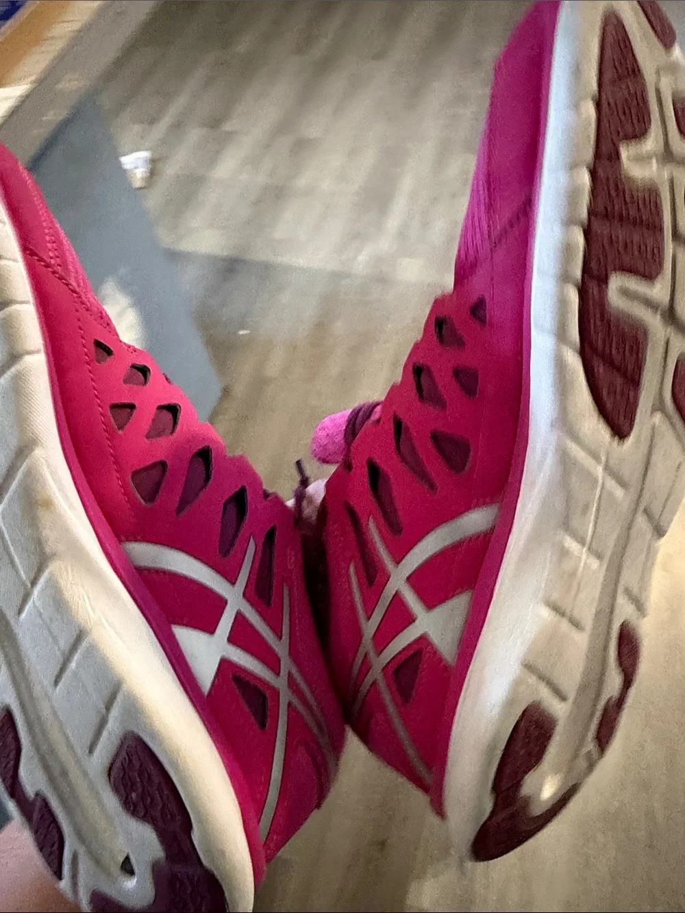 ASICS Pink and Silver Women's Athletic Sneakers